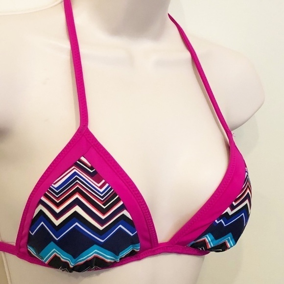 🆕 Lole reversible triangle bikini top chevron purple pink - Picture 4 of 11